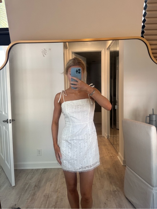 Lost + Wander Dresses & Skirts - Lost + Wander White Lace Tie-Shoulder Mini Dress
